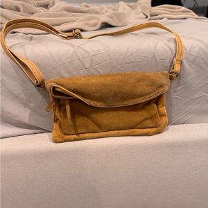 Free People Joni Mustard Canvas suede crossbody